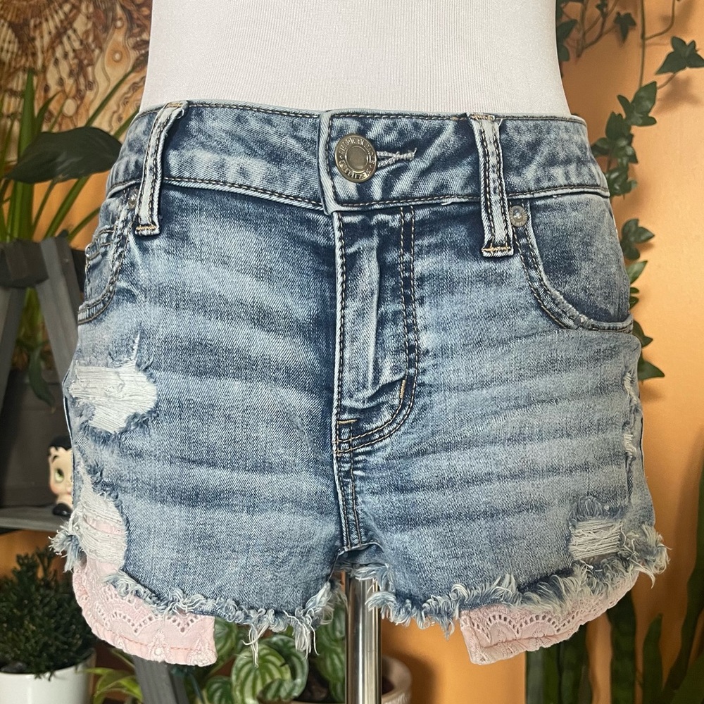 American Eagle Extra Stretch Ripped Jean Shorts - SZ 8